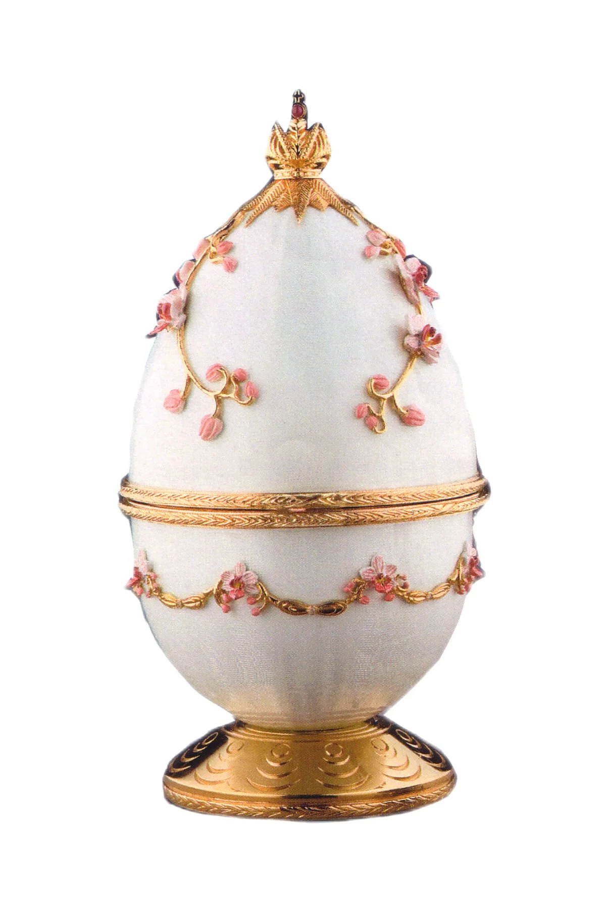 The Pink Orchid Egg by Theo Fabergé, shown from the front.