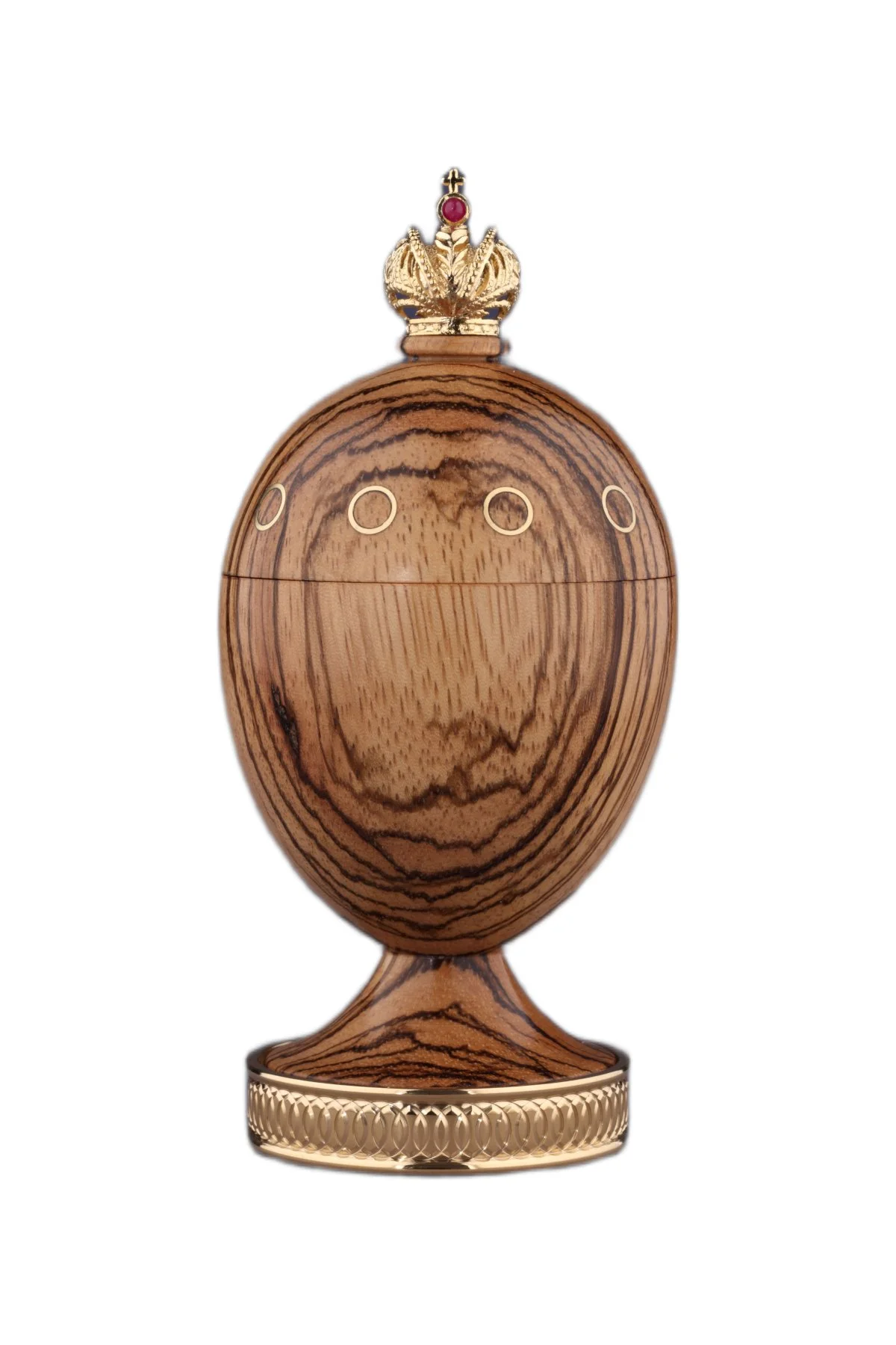 Purple Heart egg creation by Theo Fabergé inspired by honour and remembrance with enamel and gold decoration.