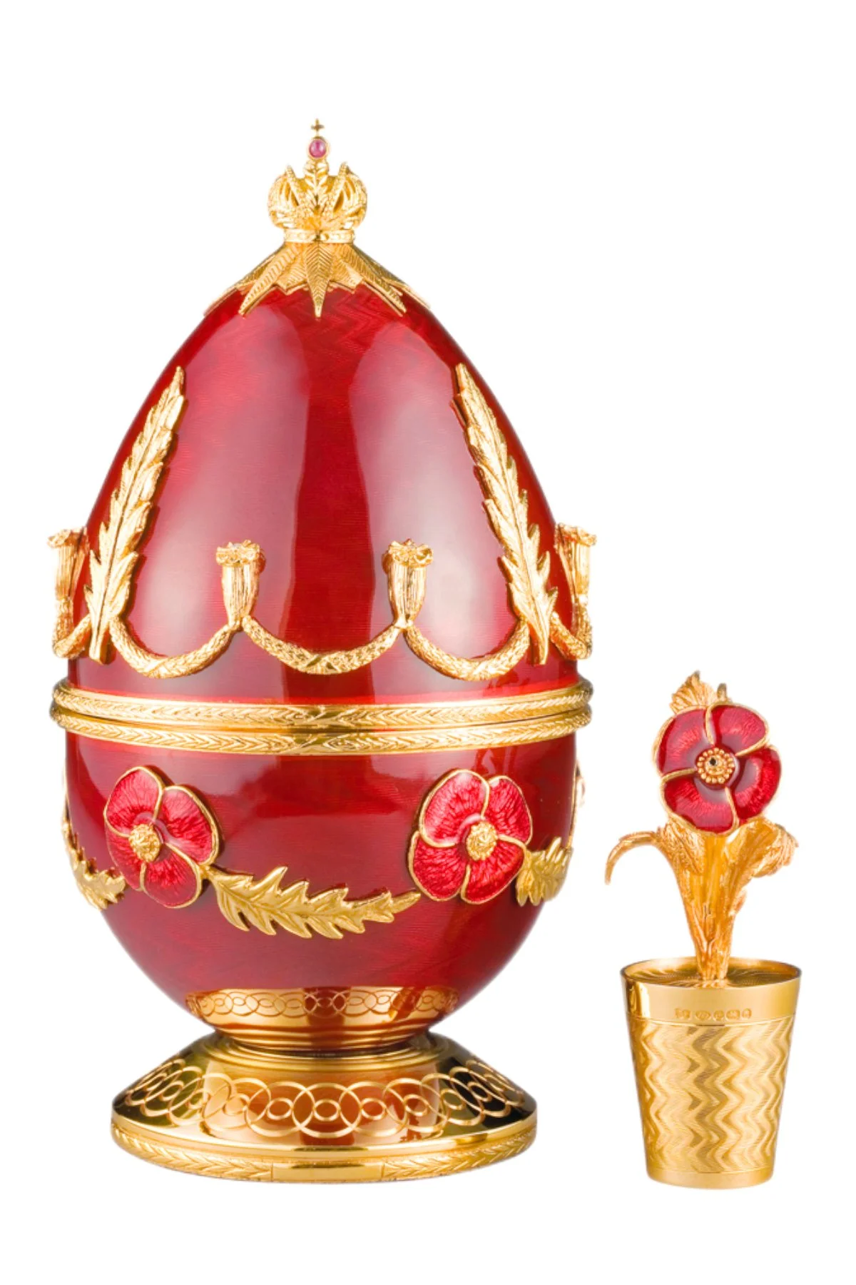 Poppy Egg open to reveal its handcrafted surprise.