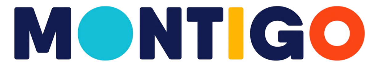 Colorful logo spelling 'MONTIGO' with each letter in different colors.