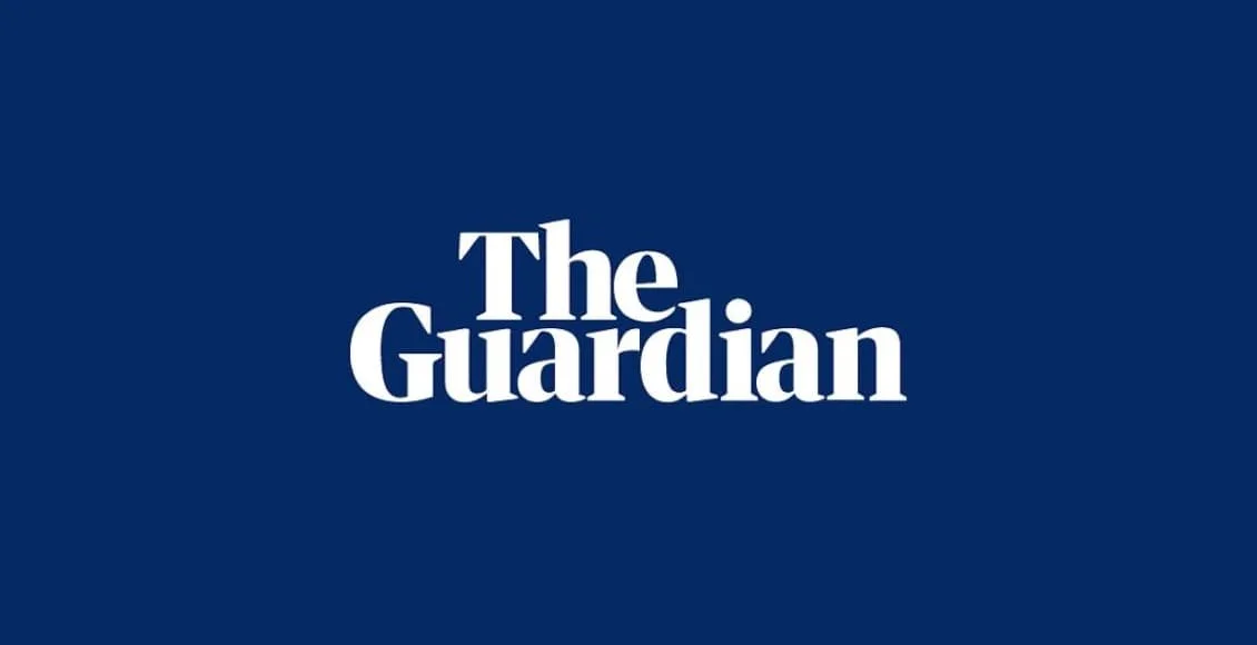 The Guardian logo on a blue background.