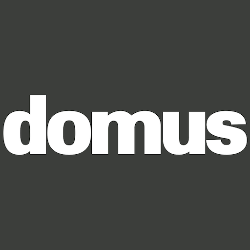 A black background with the word 'domus' in large white lowercase letters.