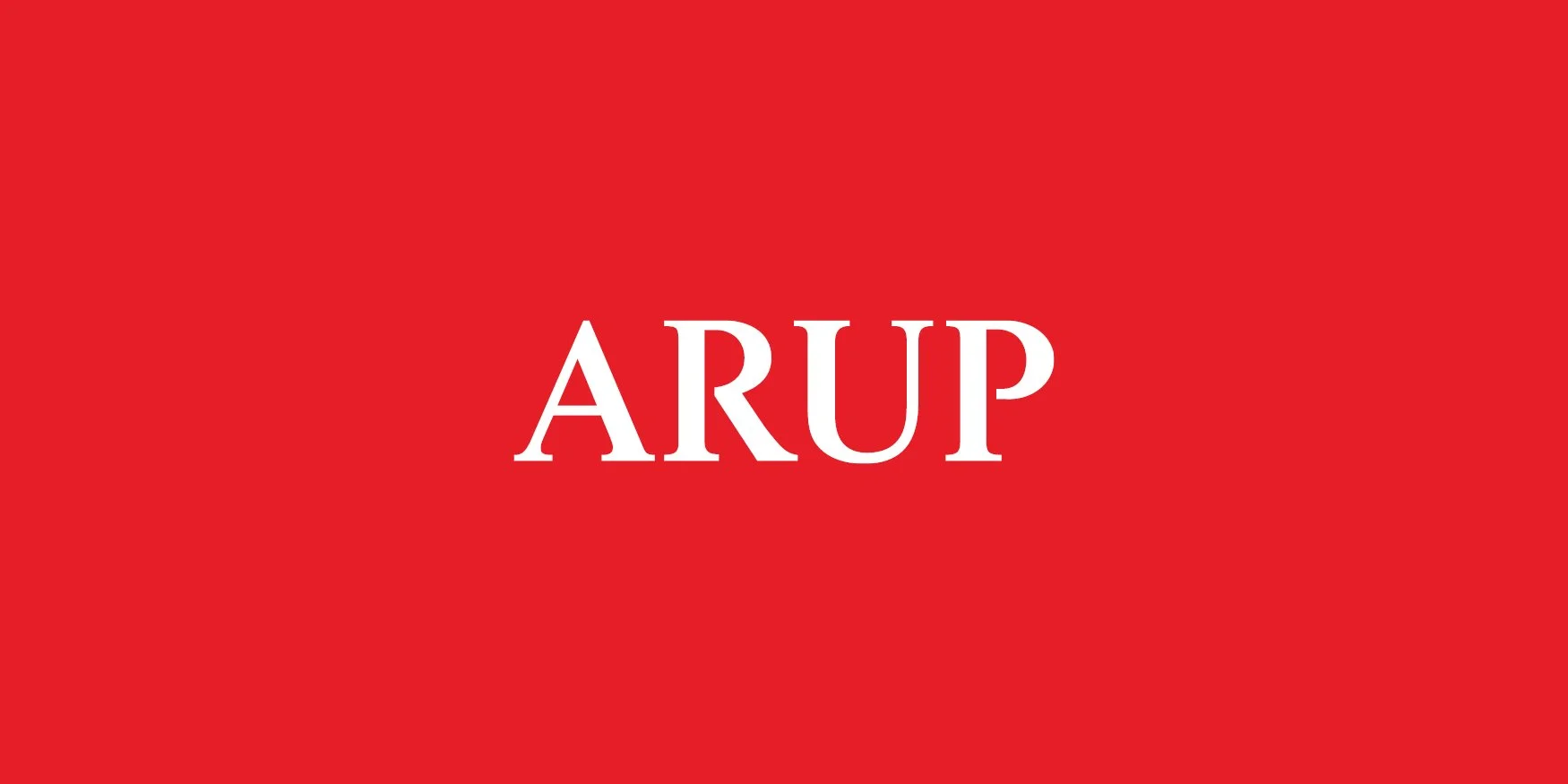 Red background with the white text 'ARUP' centered.