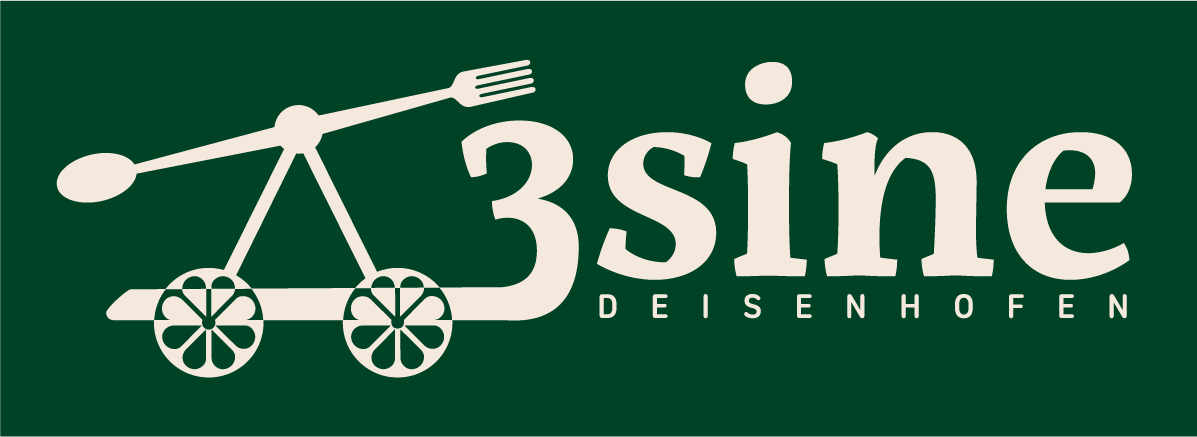 Logo mit Fahrrad, Gabel, und einem Kreis, darunter die Schrift '3sine Deisenhofen'.