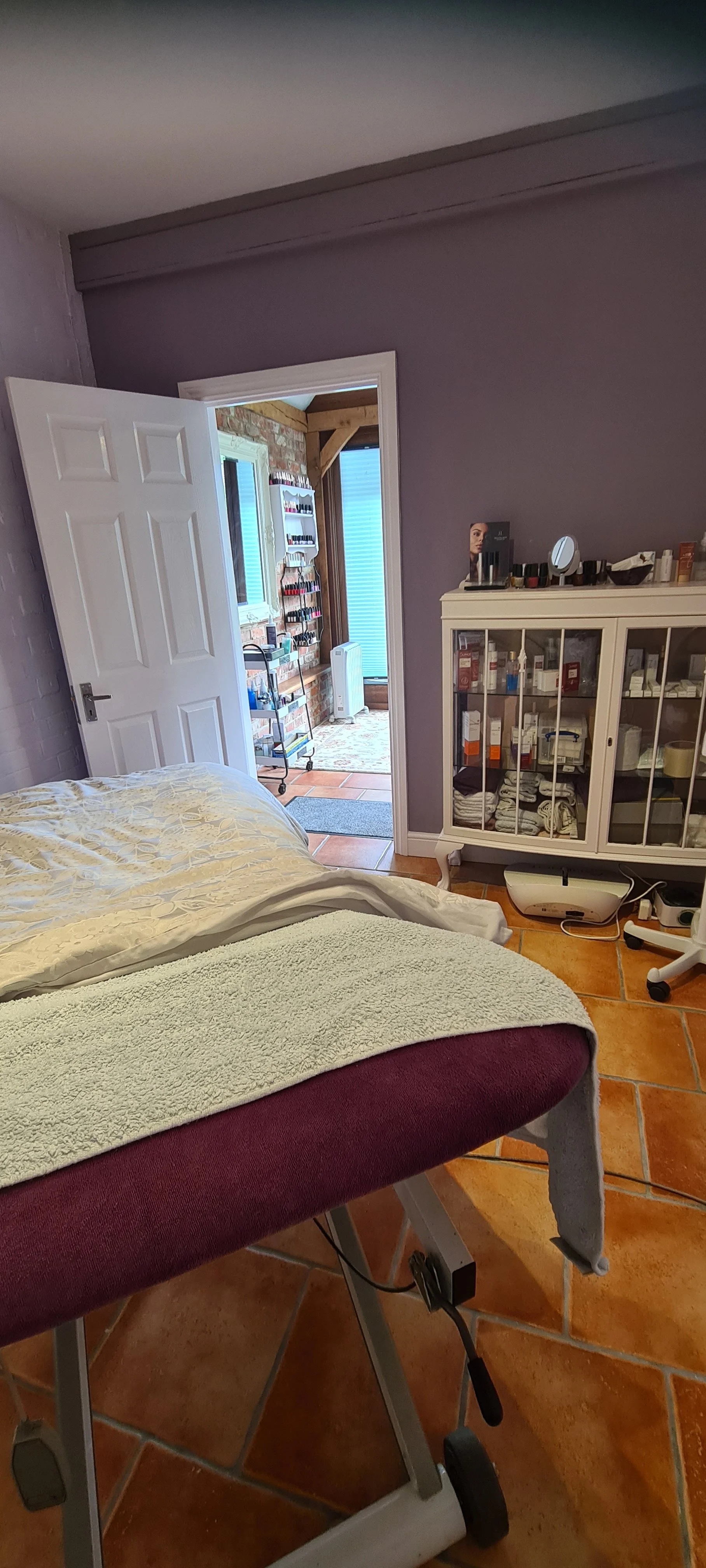 Beauty treatment room at Puro Health and Beauty in Mortimer, Berkshire