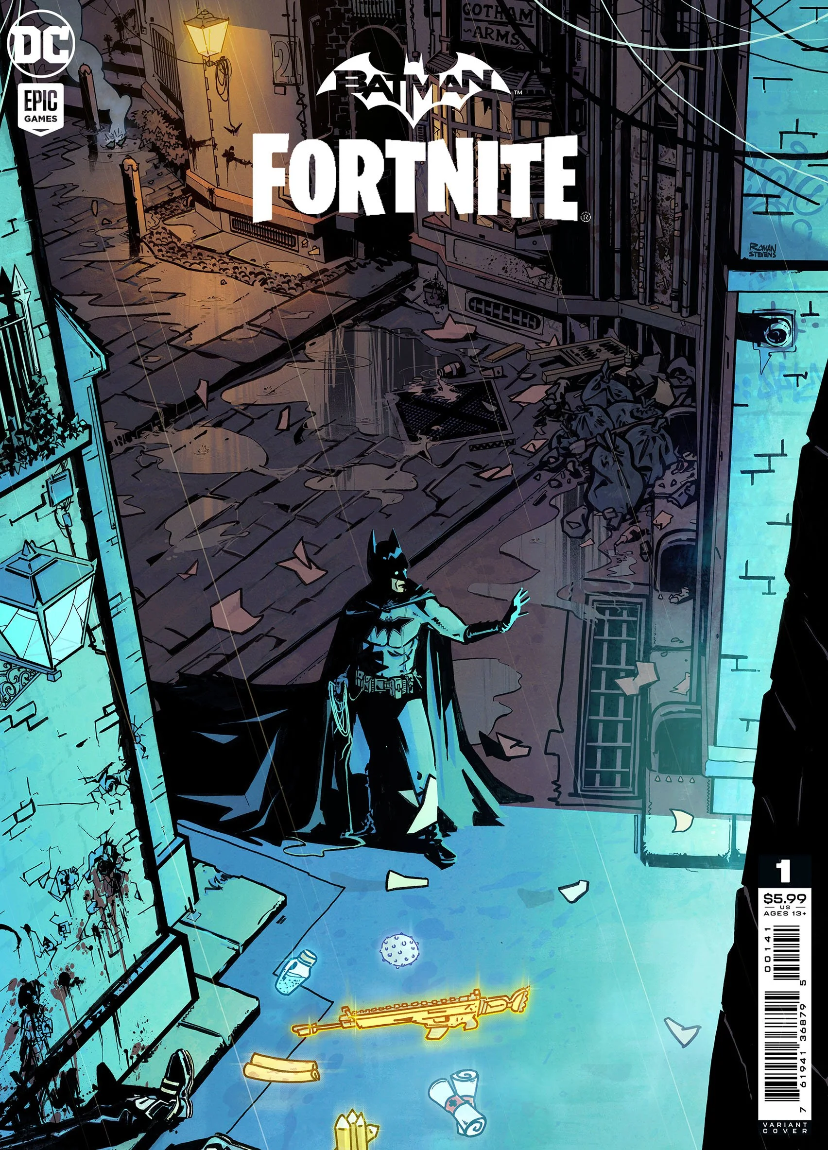 'batman fortnite' comic cover (proposal for comic i was colouring)