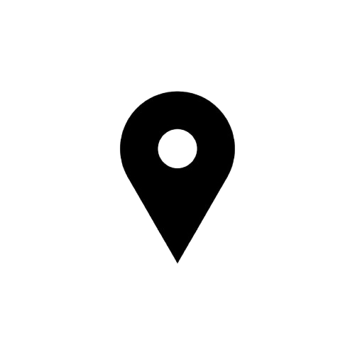 Icon of a location marker on a black background.