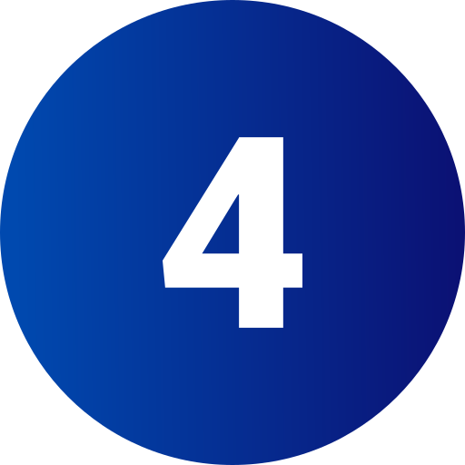 Blue circular sign with white number 4 in the center.