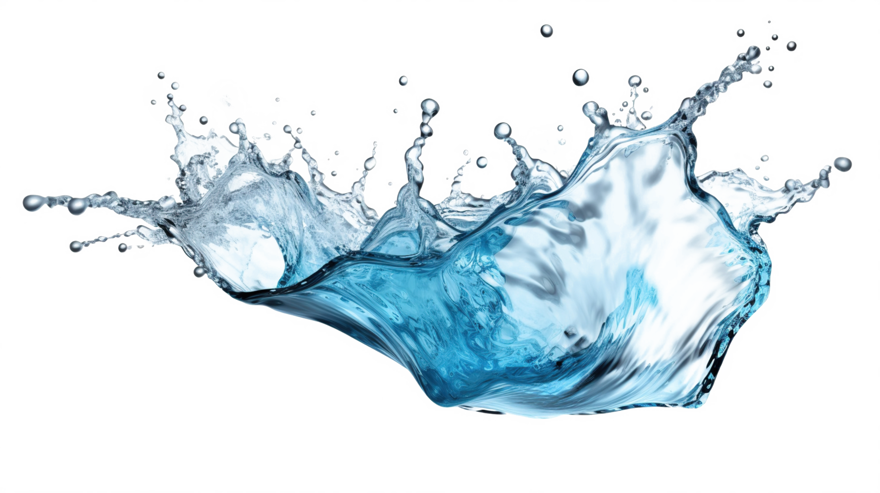 Splash of water mid-air with water droplets and dynamic motion.