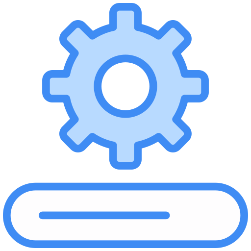 Icon of a gear above a loading bar.