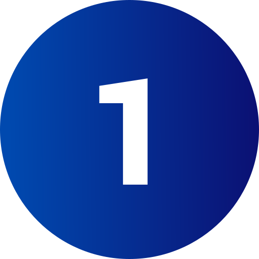 A blue circular icon with a white number one in the center.