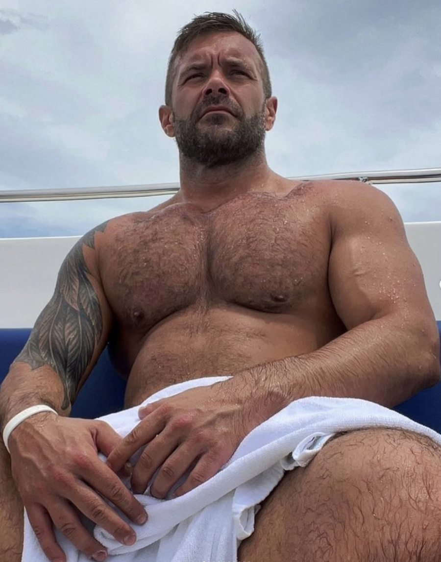 Todd Wing posing shirtless