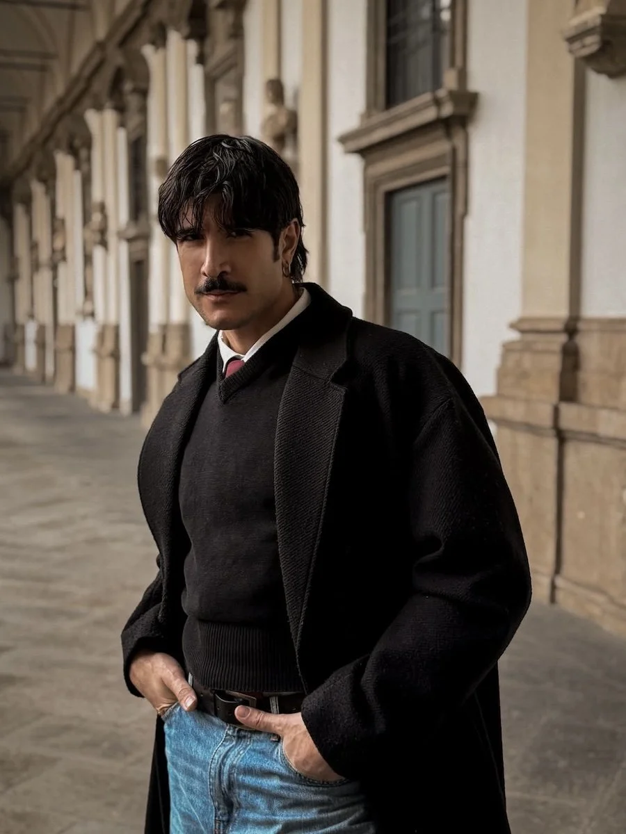 Salvatore Martorana posing in stylish winter clothes