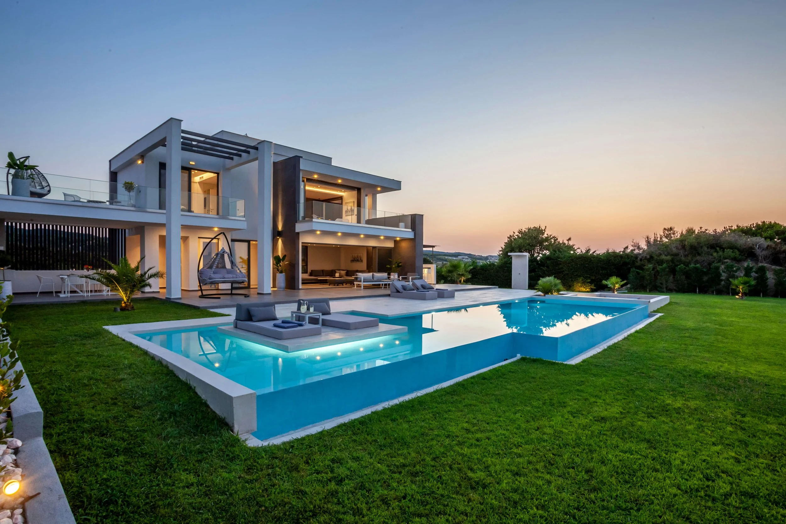 Antonio Villa Kassandra spacious pool and garden terrace overlooking the Mediterranean