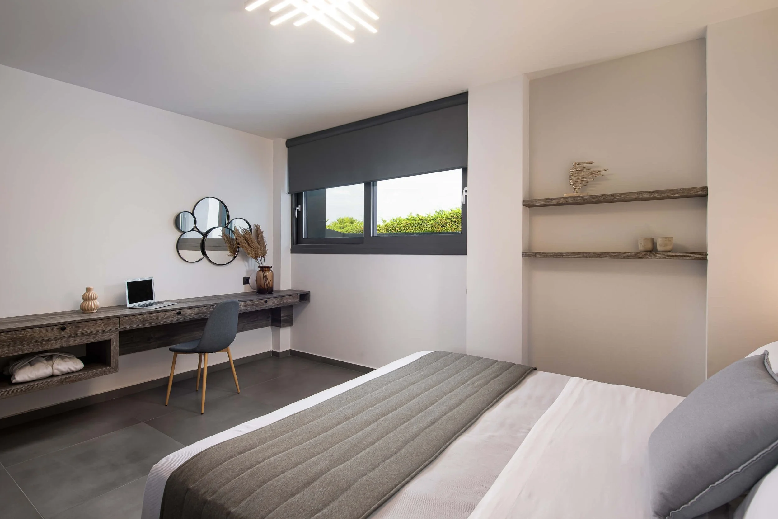 Antonio Villa Hanioti bedroom interior with premium linens and modern minimalist style