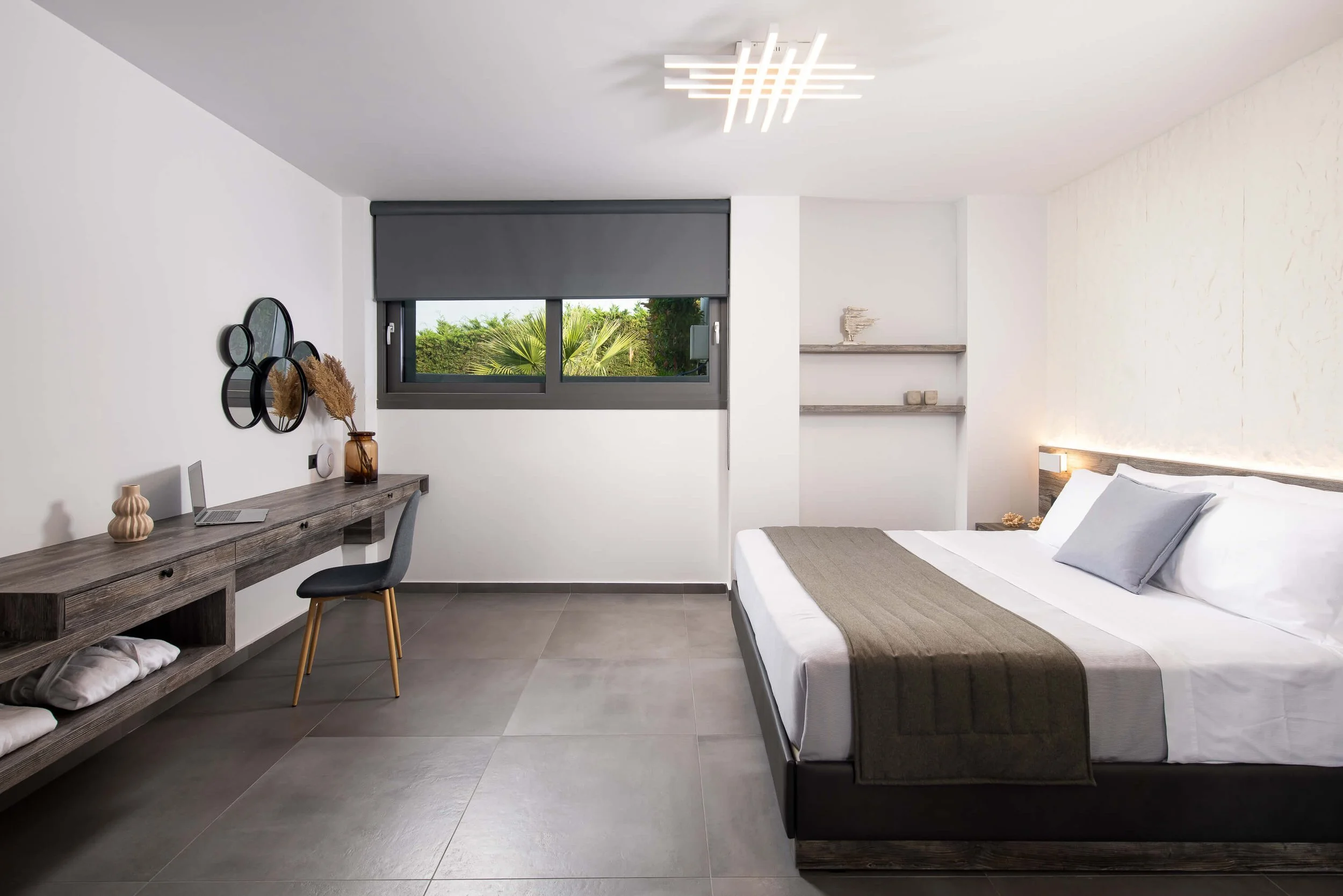 Antonio Villa Hanioti bedroom interior with premium linens and modern minimalist style