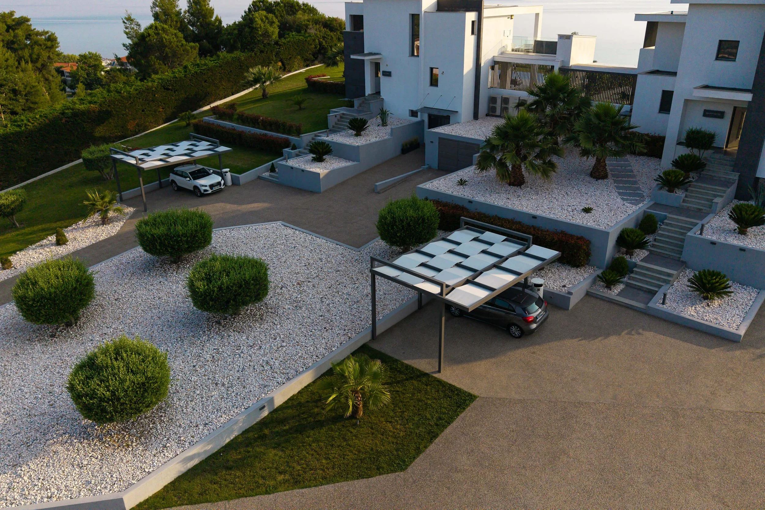 Private parking area at Sapphire Villa luxury Halkidiki secure and convenient Hanioti