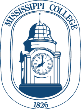 Mississippi College emblem featuring a clock tower with a dome, surrounded by the text 'Mississippi College 1826'.