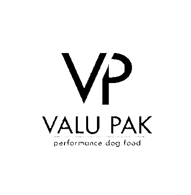 Logo of Valu Pak with the text 'performance dog food' underneath.