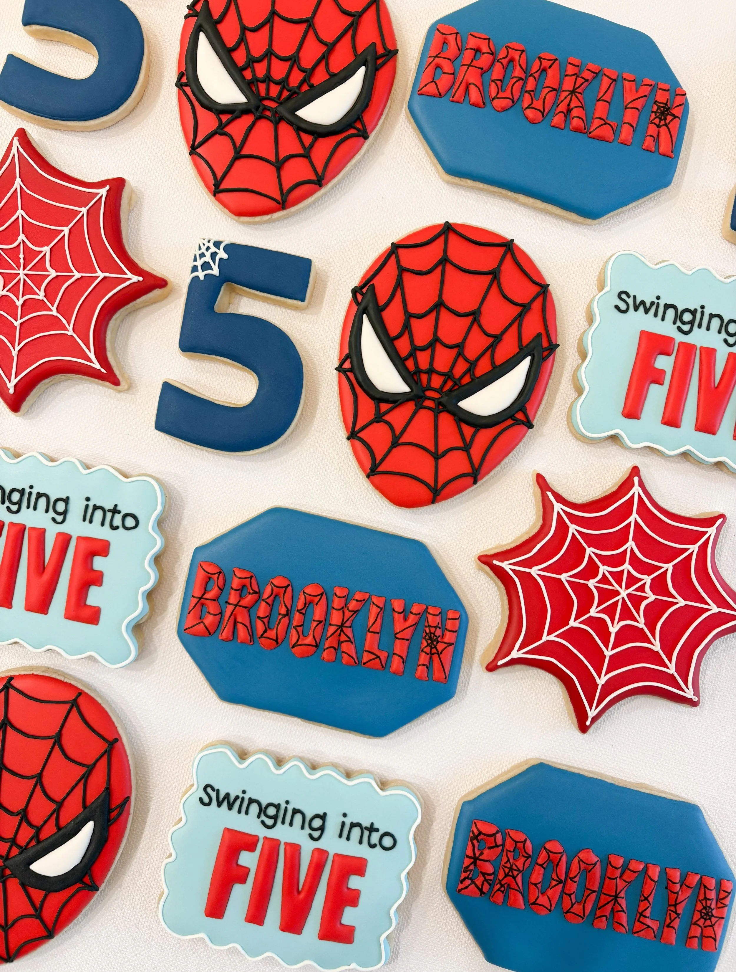 Swinging into five! 🕸️❤️ Spider-Man cookies to make this birthday extra sweet! 

#homemadecookies #customcookies #sugarcookies #spidermancookies
#wesleychapelcookies