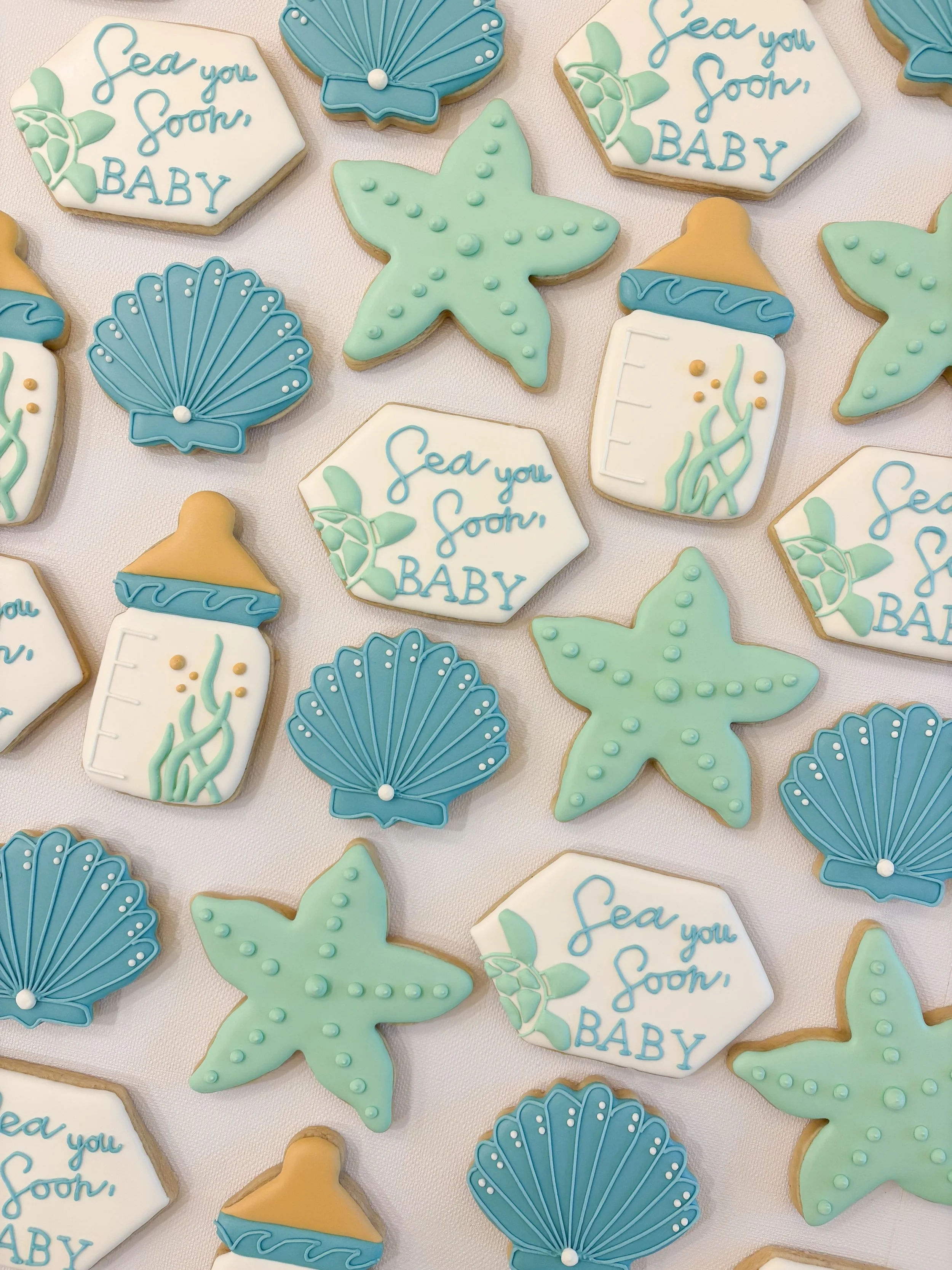 Sea you soon, baby 🐚🐢🩵

#homemadecookies #customcookies #sugarcookies #babyshowercookies
#wesleychapelcookies