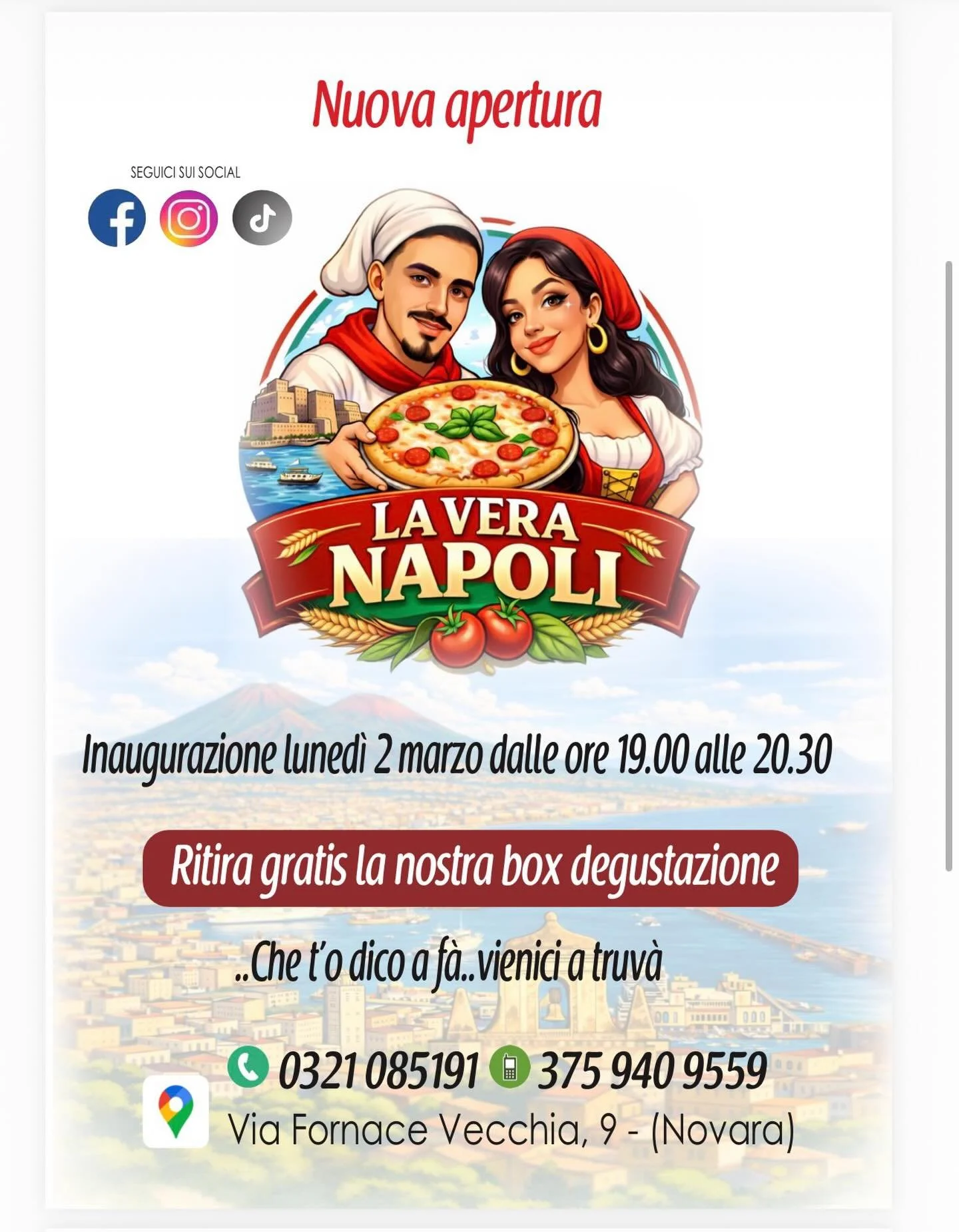 🍕🔥 GRAND OPENING &mdash; PIZZA NAPOLETANA 🔥🍕

La vera pizza napoletana arriva a Novara 🇮🇹
Cornicione alto, impasto soffice a lunga lievitazione e ingredienti di qualit&agrave;&hellip; proprio come a Napoli ❤️

📍 Inaugurazione della nostra pizz