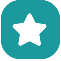 Icon of a white star inside a teal rounded square background.