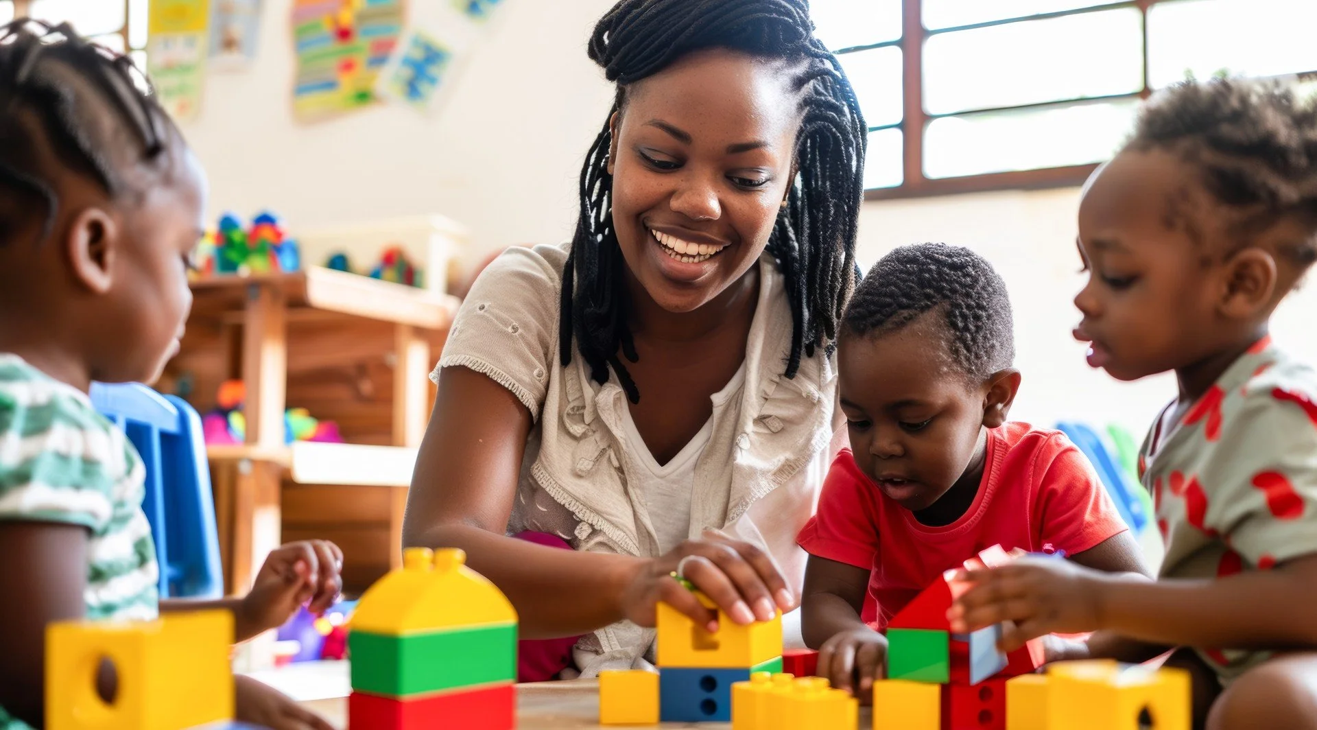 A child participating in structured classroom activities at DSOA
