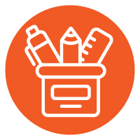 Classroom tools in a container