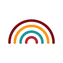 Colorful rainbow with six arcs on a black background.