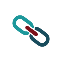 A drawing of a chain link with a broken segment, symbolizing a break or disconnect.