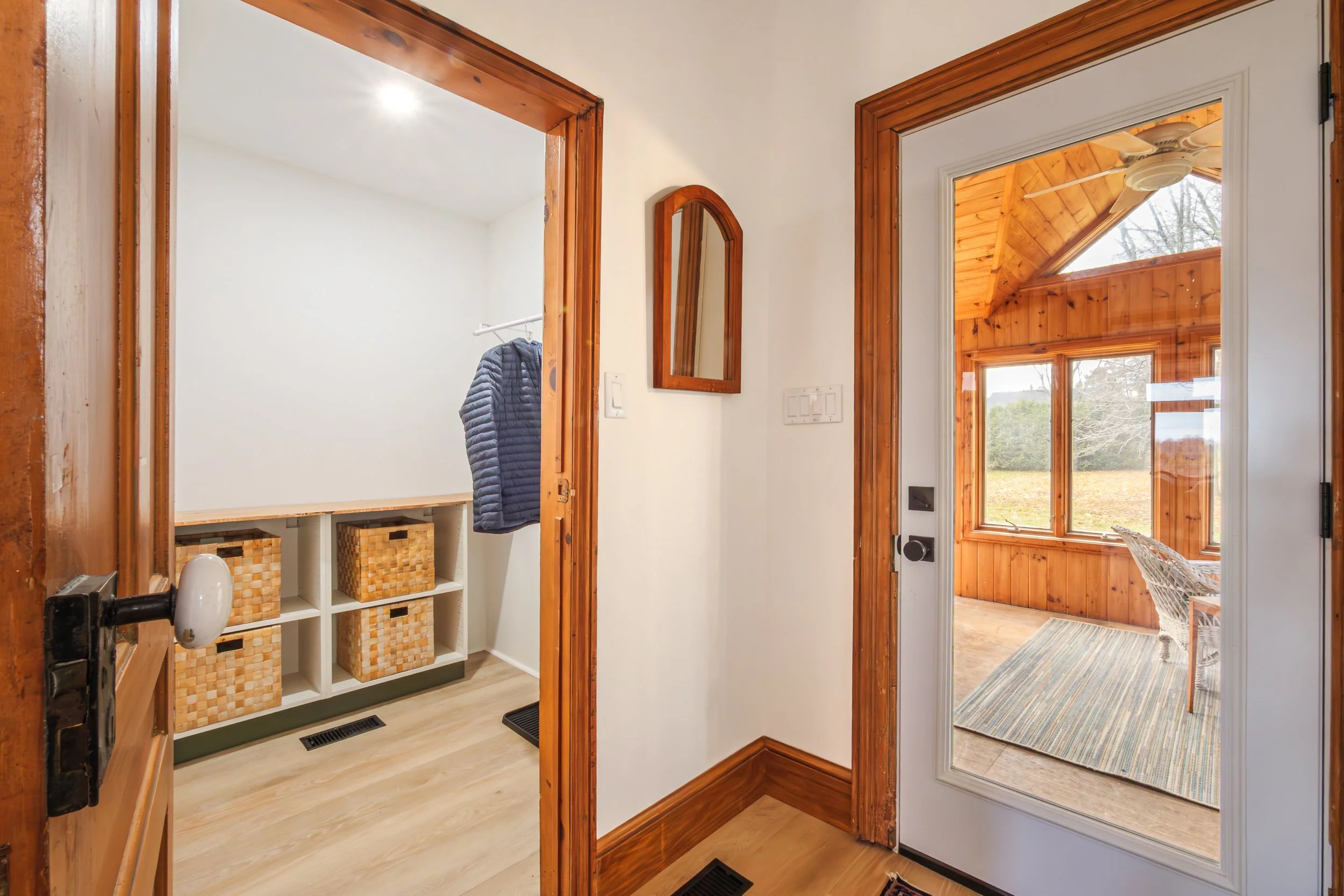 Ample hall closet for jackets, boots, and outdoor gear