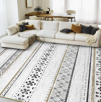 Lowest price in 30 days! 🌟 This washable, neutral Moroccan farmhouse-style rug is soft, non-slip, and easy to clean—perfect for adding style and comfort to any room.
