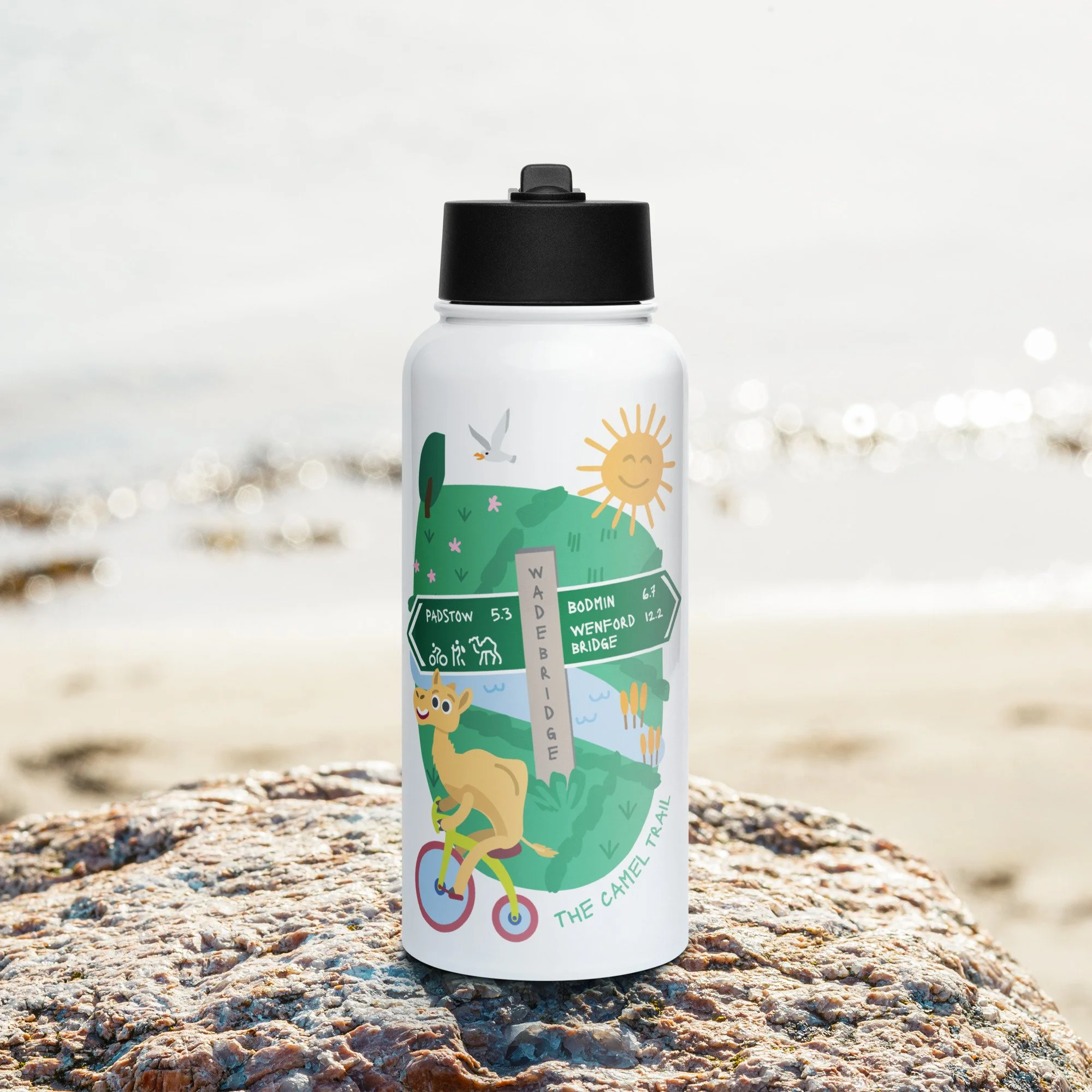 Stainless steel bottle with a straw lid – Rocco the Camel