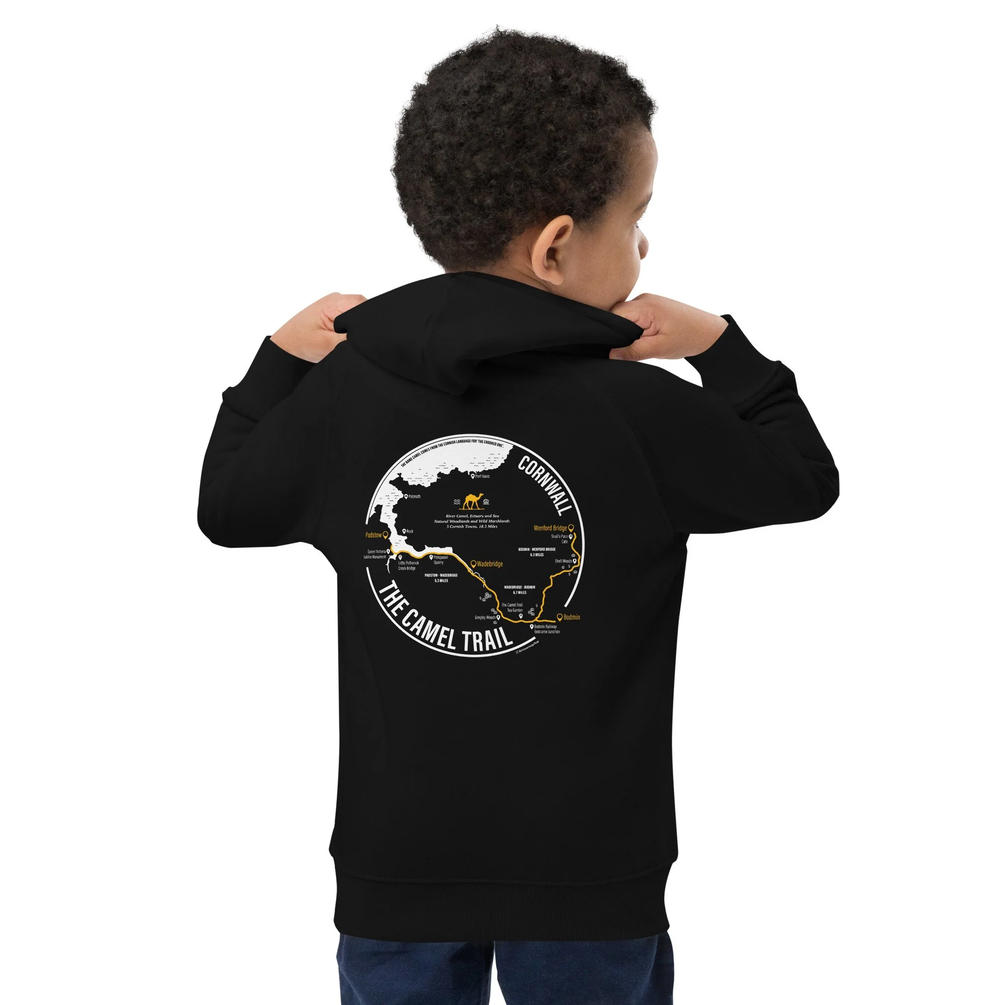 Kids eco hoodie - The Camel Trail Map