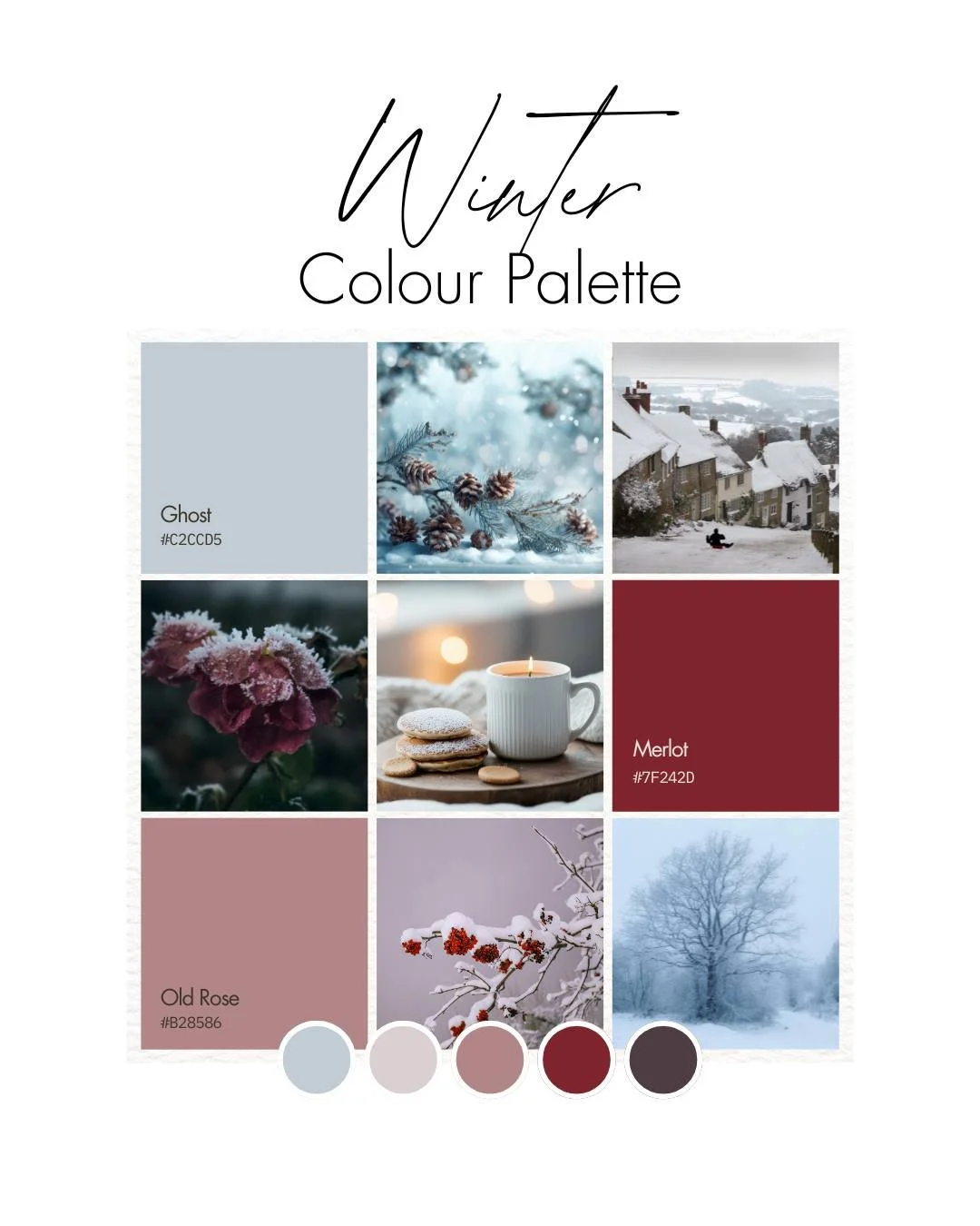 W I N T E R | Yes it's cold. Yes the ice/snow/sleet is annoying. BUT these Winter colours are just so pretty! Think crisp whites, muted blues, deep charcoals and warm pinks layered in just the right places.

Perfect for brands that want to feel refin