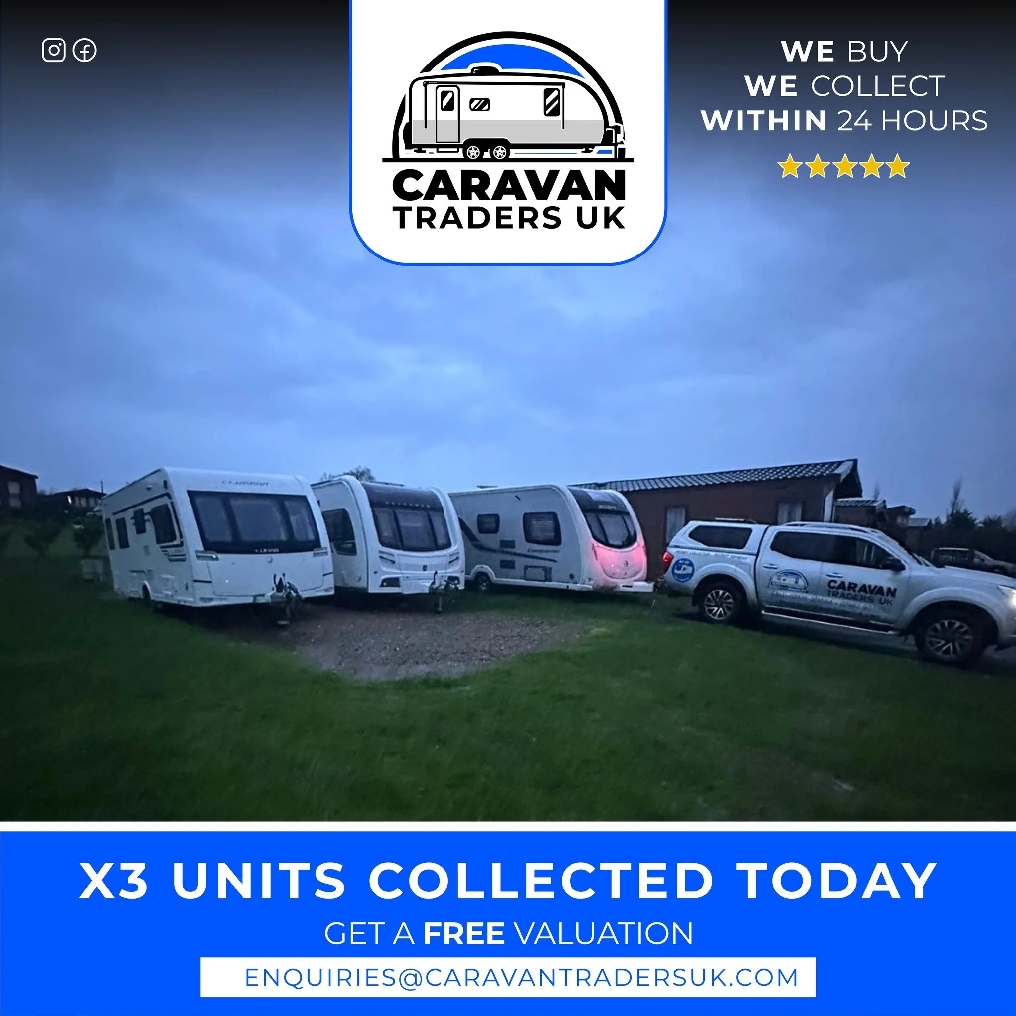 Just made it before dark! 🌙🚐

The last unit of the day collected and that makes it 3 caravans collected in ONE afternoon for the Caravan Traders UK team.

Busy days like this are what we do best - quick valuations, fair offers and smooth nationwide