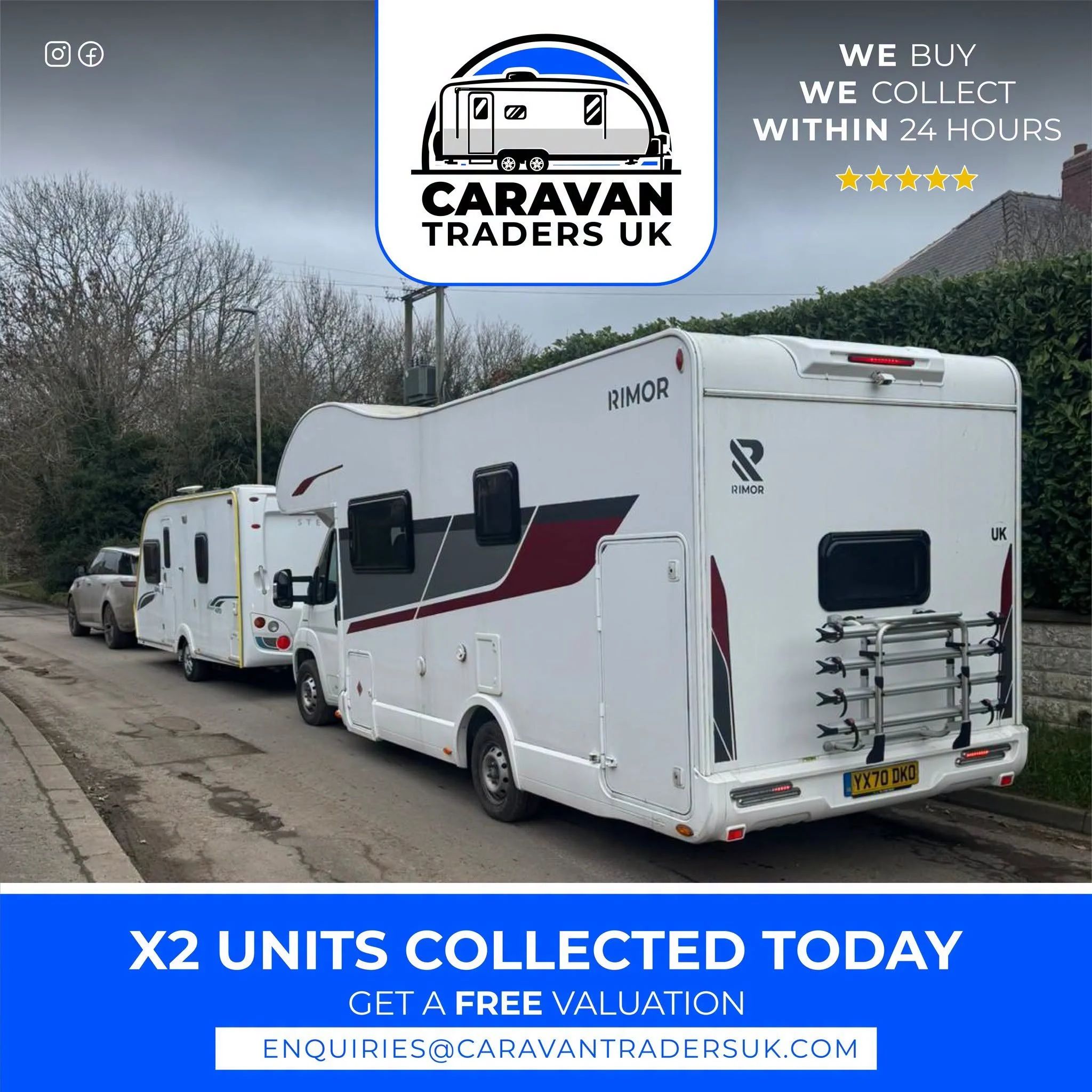 🔵CARAVAN TRADERS UK | Double collection day 💪

X2 units picked up and on the move - another smooth, hassle-free job done.

Whether it&rsquo;s one or multiple, we&rsquo;re set up to move quickly and get everything sorted without the stress.

Got som