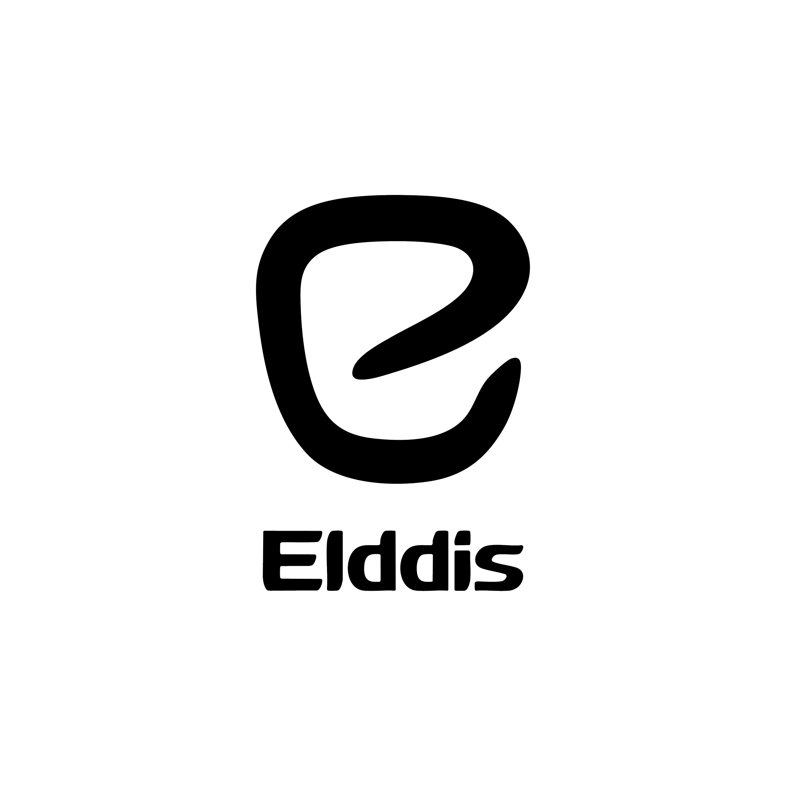 Black background with a stylized letter 'E' in the center. Below, the name 'Elddis' appears in outlined text.
