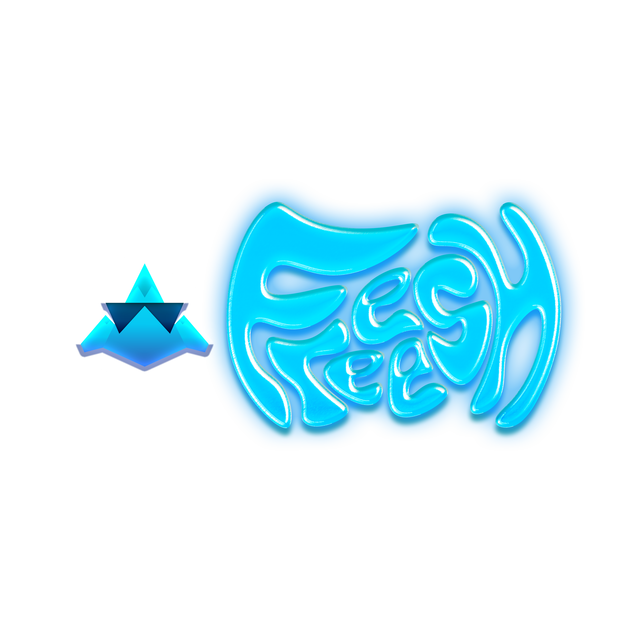 A logo for a mock water bottle company with abstract typography & a mountain glacier icon on top