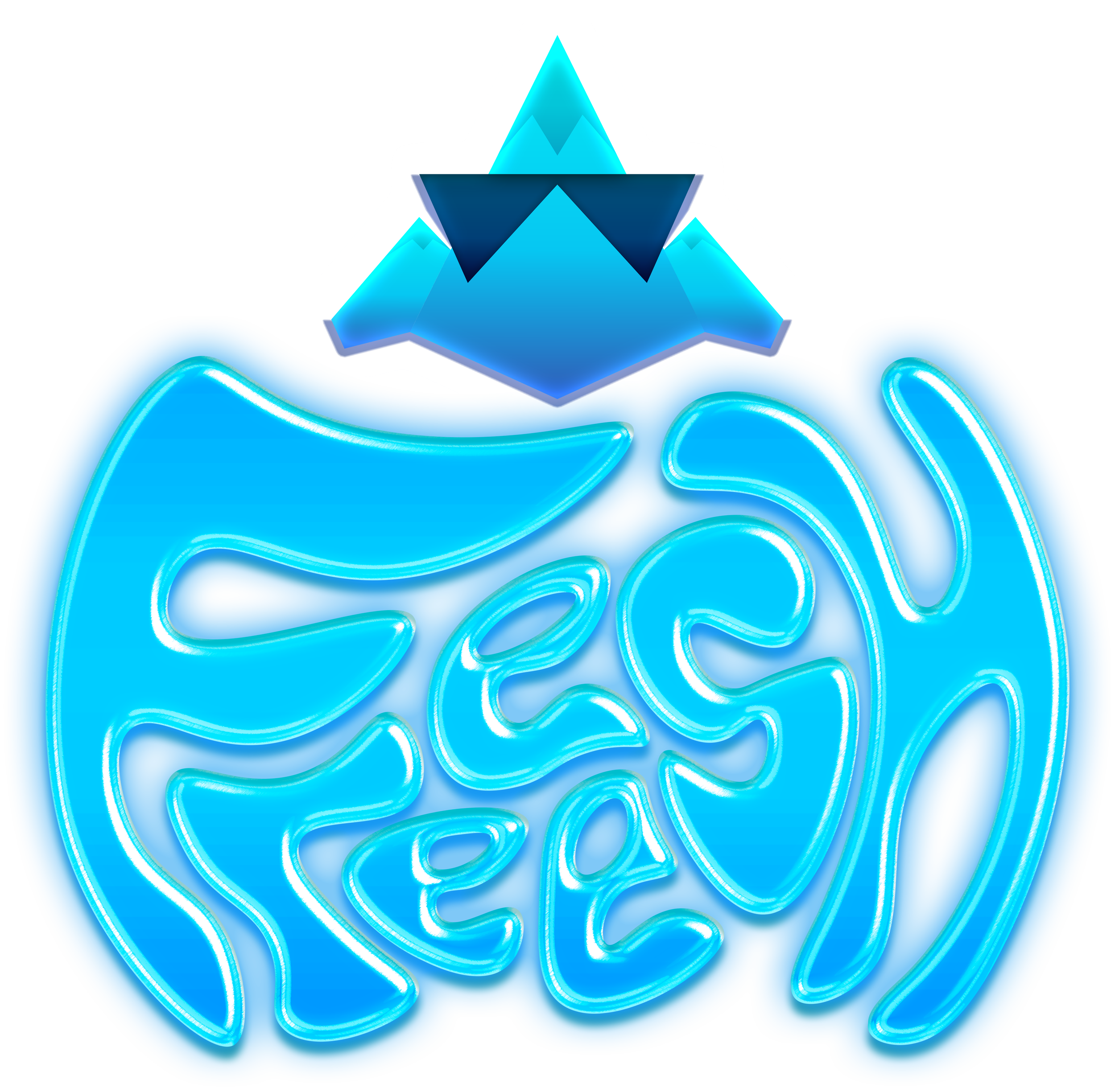 A logo for a mock water bottle company with abstract typography & a mountain glacier icon on top