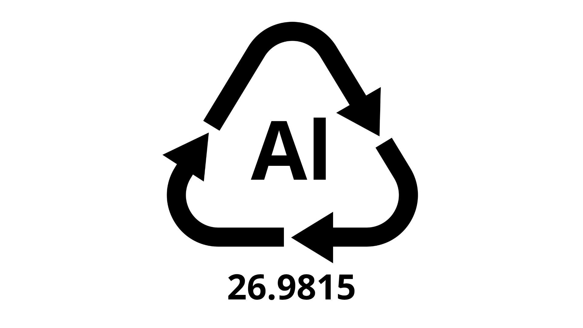 Símbolo de reciclaje con las letras 'AI' en el centro y el número 26.9815 debajo.