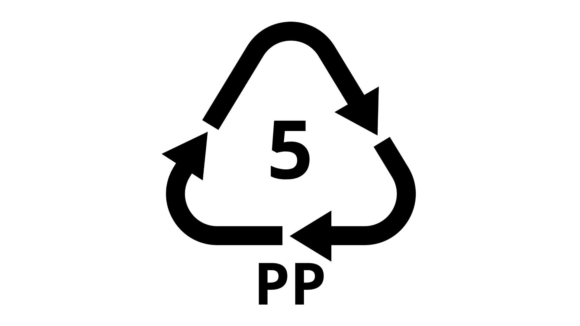 Símbolo de reciclaje con un número 5 en el centro y las letras PPC debajo, indicando polipropileno