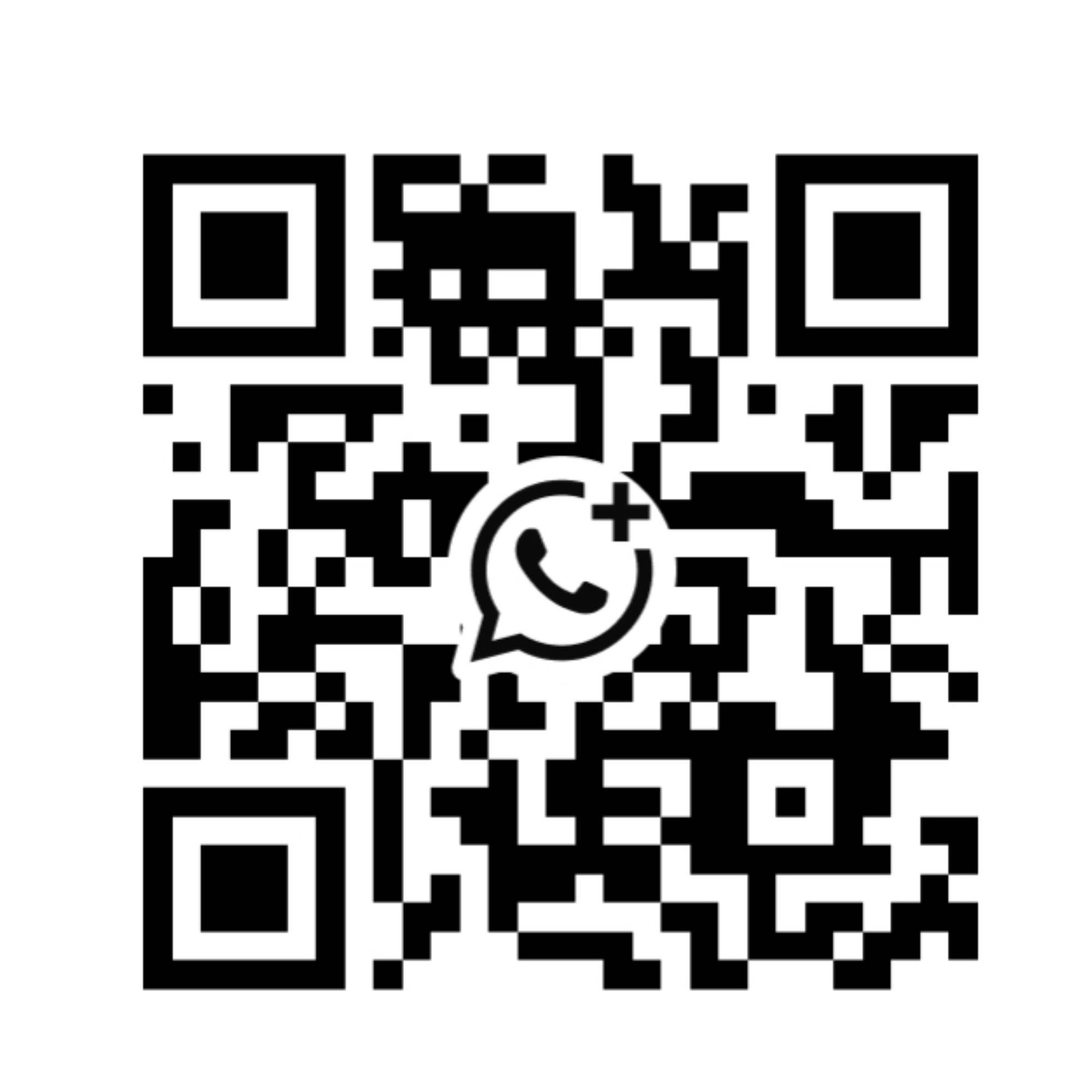 QR-Code mit WhatsApp-Logo zum Scannen.