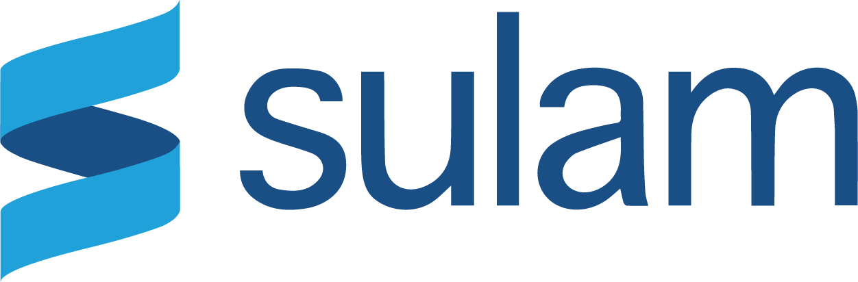 The logo of Sulam featuring a stylized blue ribbon-like symbol and the word 'sulam' in lowercase blue letters.