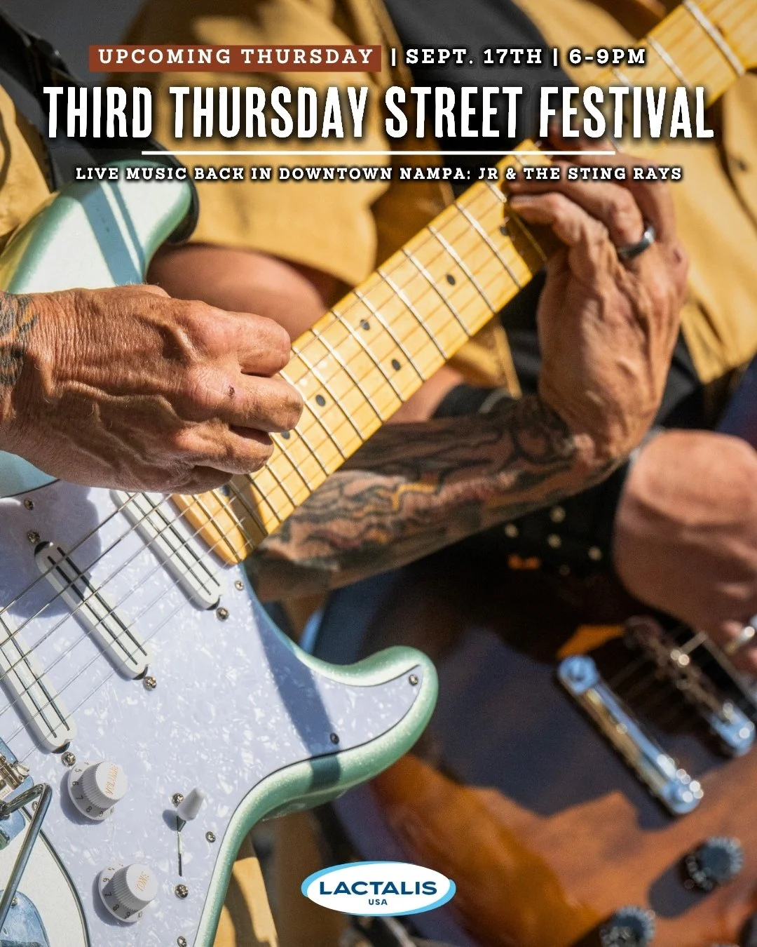 THEY'RE BACK! 🎉🎸⚡️
-
If you've ever heard JR &amp; THE STINGRAYS, then you know what to expect!!! If you haven't, boy do we have something fun in store for ya! 

We&rsquo;re wrapping up our Third Thursday Street Festival Series with one BIG birthda