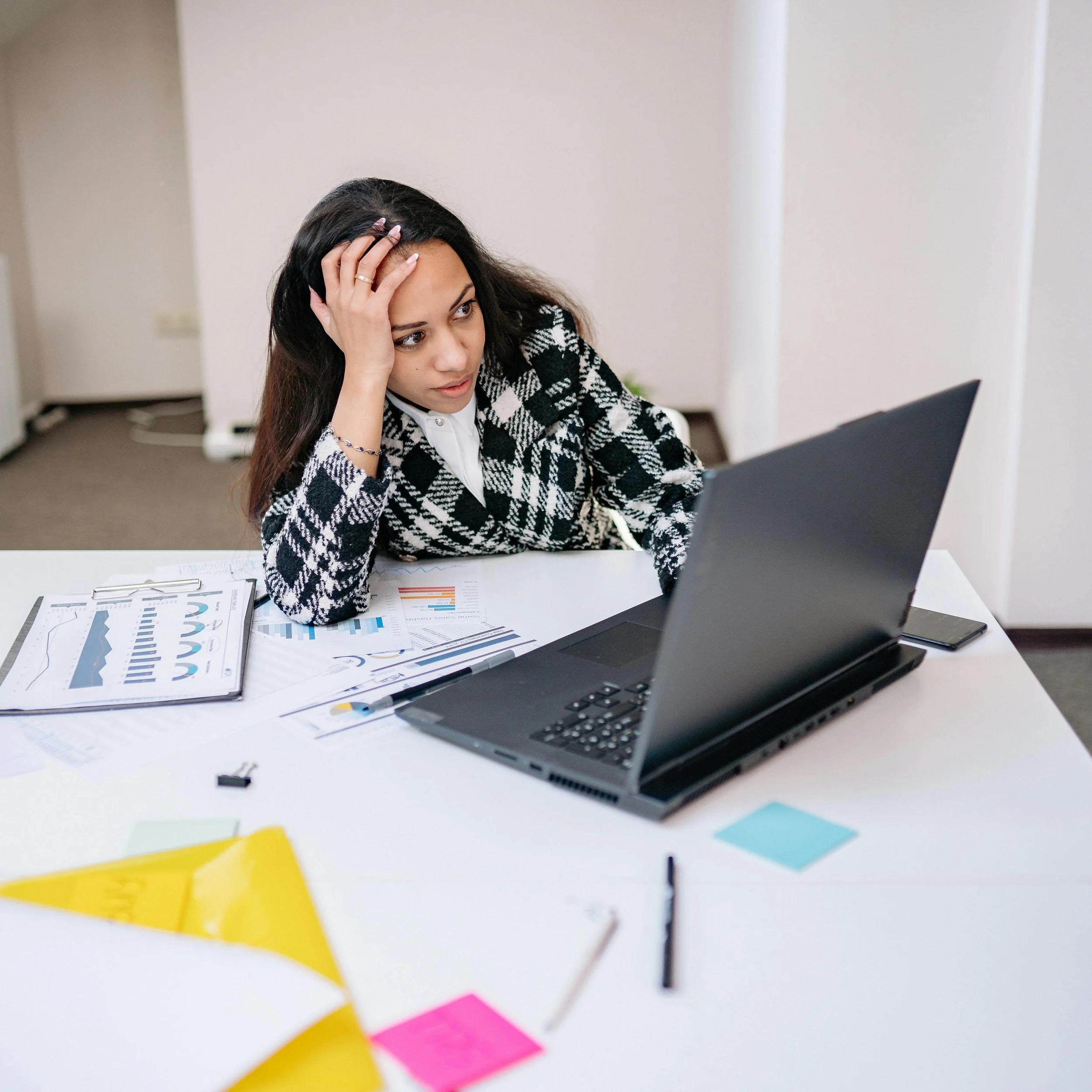 Woman Overwhelmed with Bookkeeping
