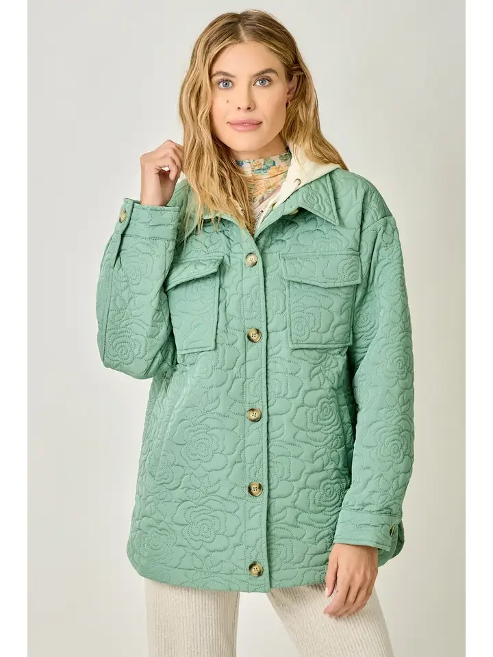Green Embroidered Shacket