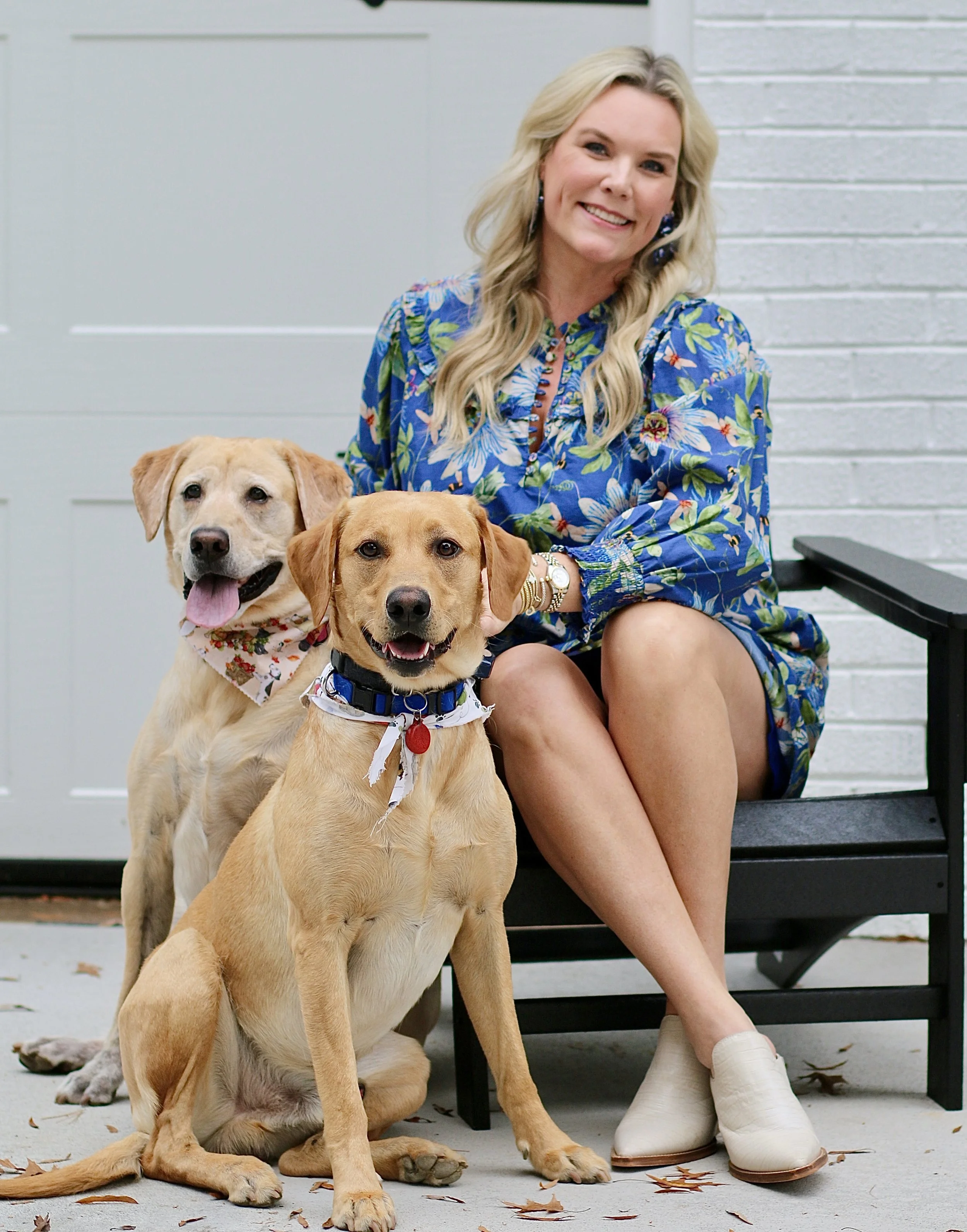 Stephanie of Visceral by Design with her dogs, reflecting the personal and lifestyle-driven approach to interior design in High Point NC