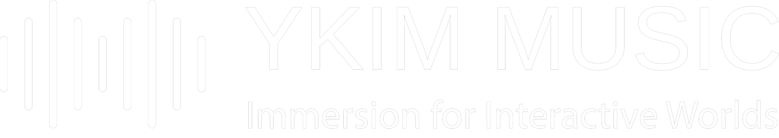 YKimMusic 로고와 'Immersion for Interactive Worlds'라는 슬로건